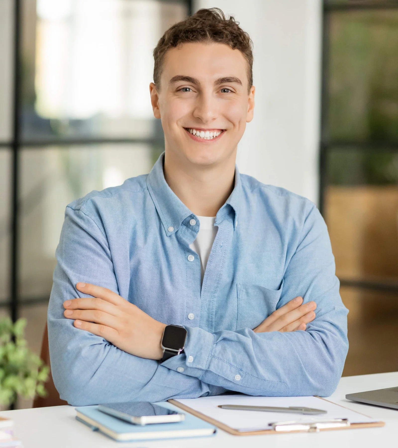 Professional man in blue shirt